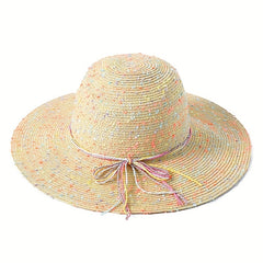 Candy Embroidery Sun Hat Wide Brim Summer Sunscreen Straw Hat Breathable Travel