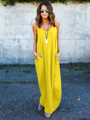 Solid Loose Cami Dress Beach Casual Dress Women's Clothing