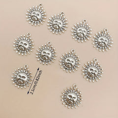 10pcs Antique Silver Sun Shape Charms Pendant for DIY Jewelry