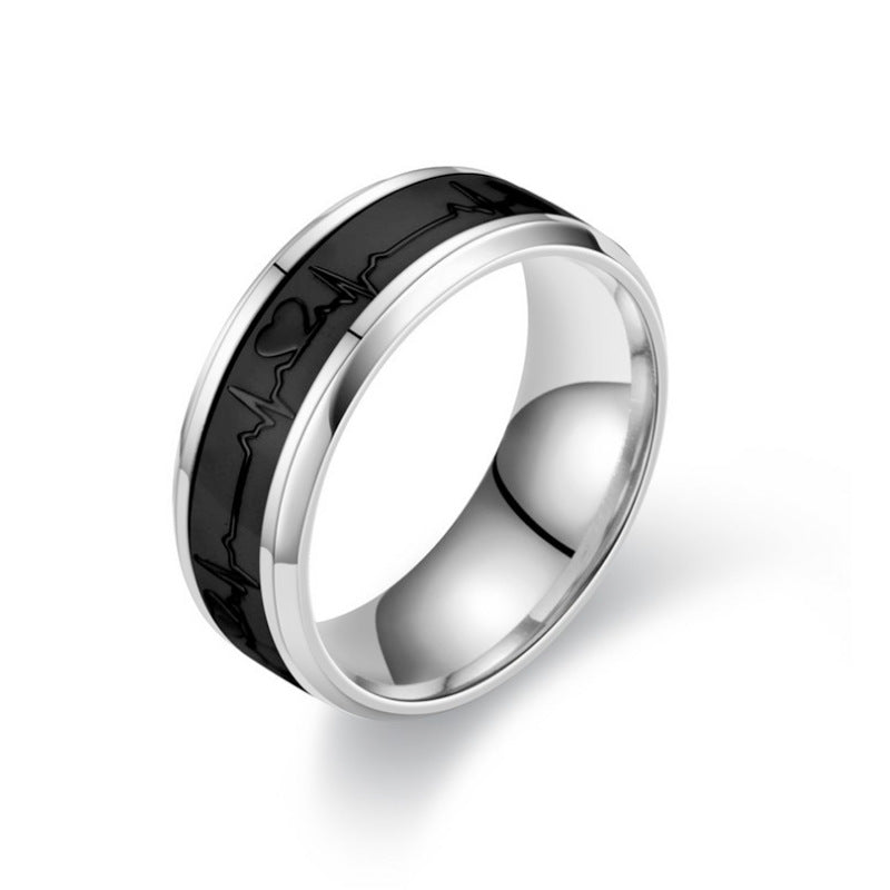 Heart-shaped Titanium Steel Ring Luminous Couple Ring