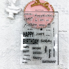 1PC English Birthday Transparent Stamp DIY Decoration