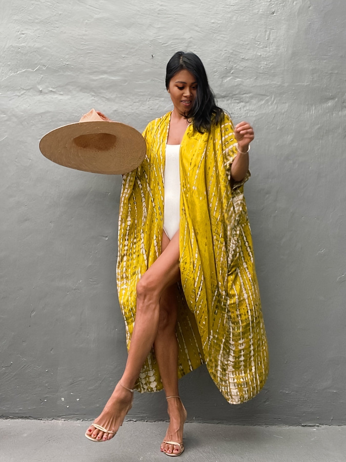 Boho Loose Fit Cover Up Shirt V Neck Half Sleeves Beachwear
