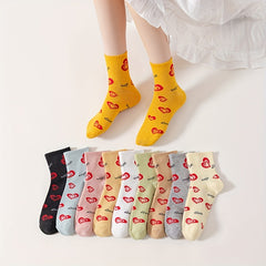 10 Pairs Heart Print Socks All-match Short Socks Women's Stockings
