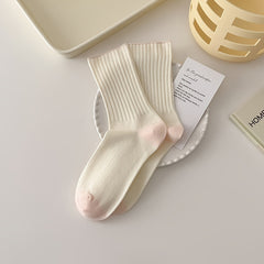 6 Pairs Contrast Trim Socks Mid Tube Women's Stockings