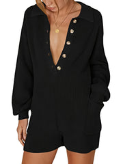 Casual Solid Jumpsuit Long Sleeve