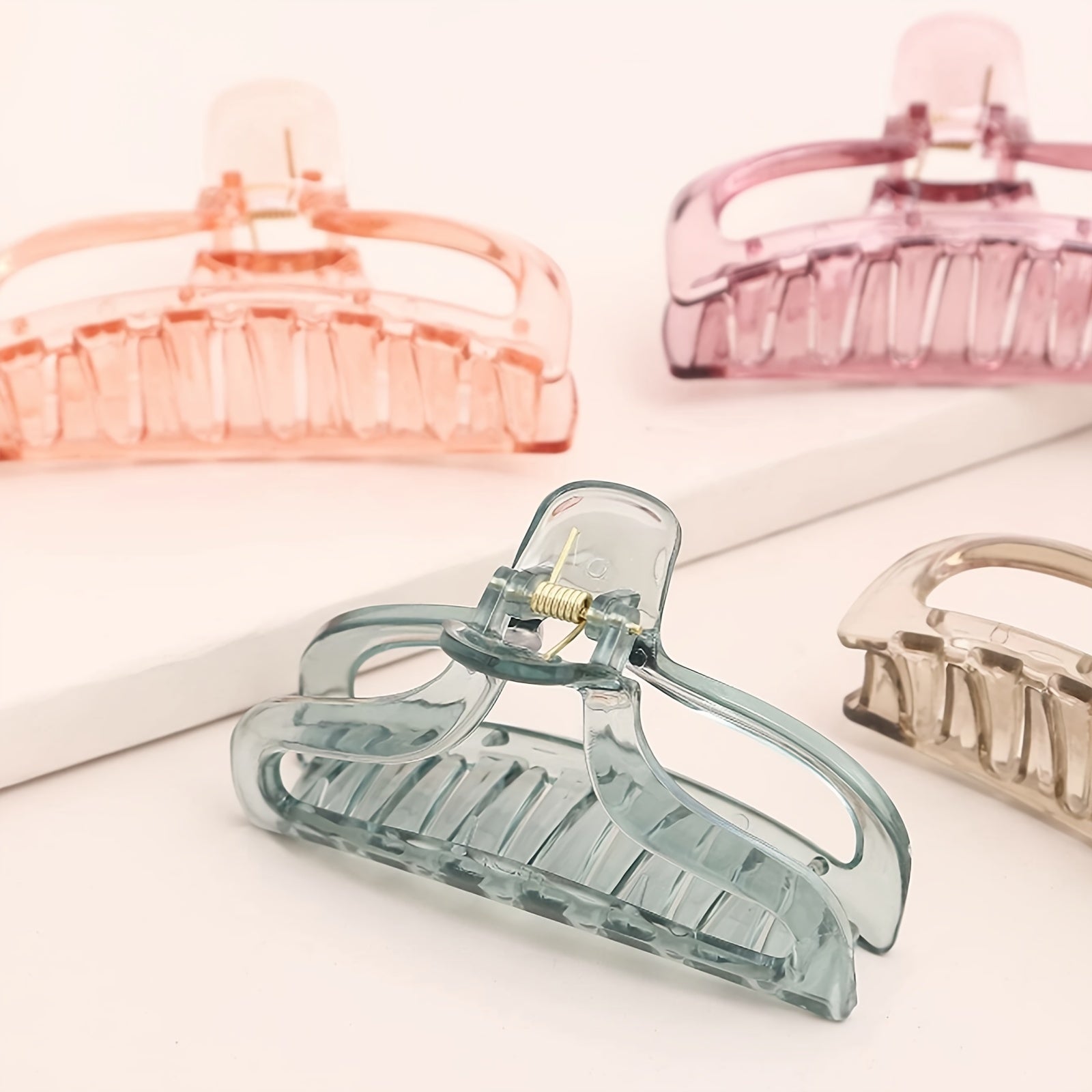 Clear Solid Hair Claw Clip Non Slip Strong Hold Grip Hair Jaw Clip Thick Hair