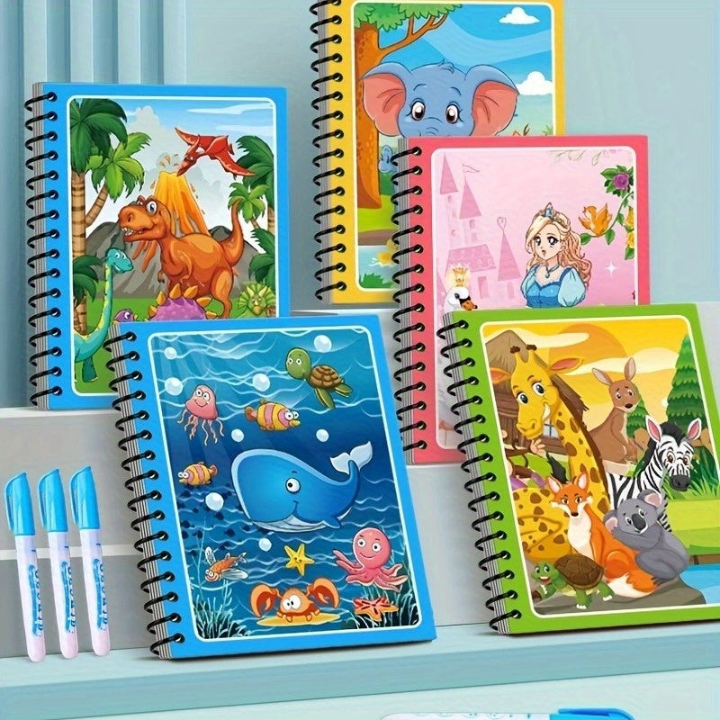 2pcs Water Painting Book Reusable Educational Activity Books and Pens