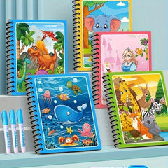 2pcs Water Painting Book Reusable Educational Activity Books and Pens
