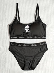 Skull Print Halloween Bra & Panties Set