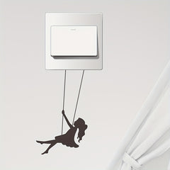 Cartoon Girl Switch Sticker Swing Pattern Wall Decal