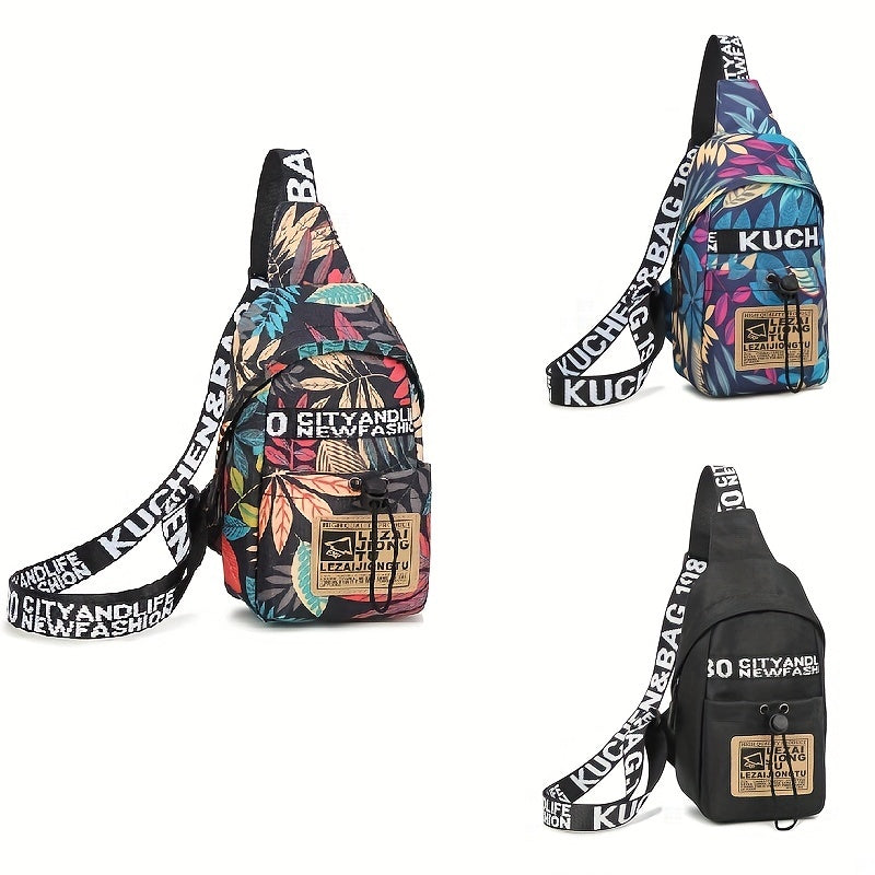 Casual Leaf Printed Sling Bag Crossbody Bag 