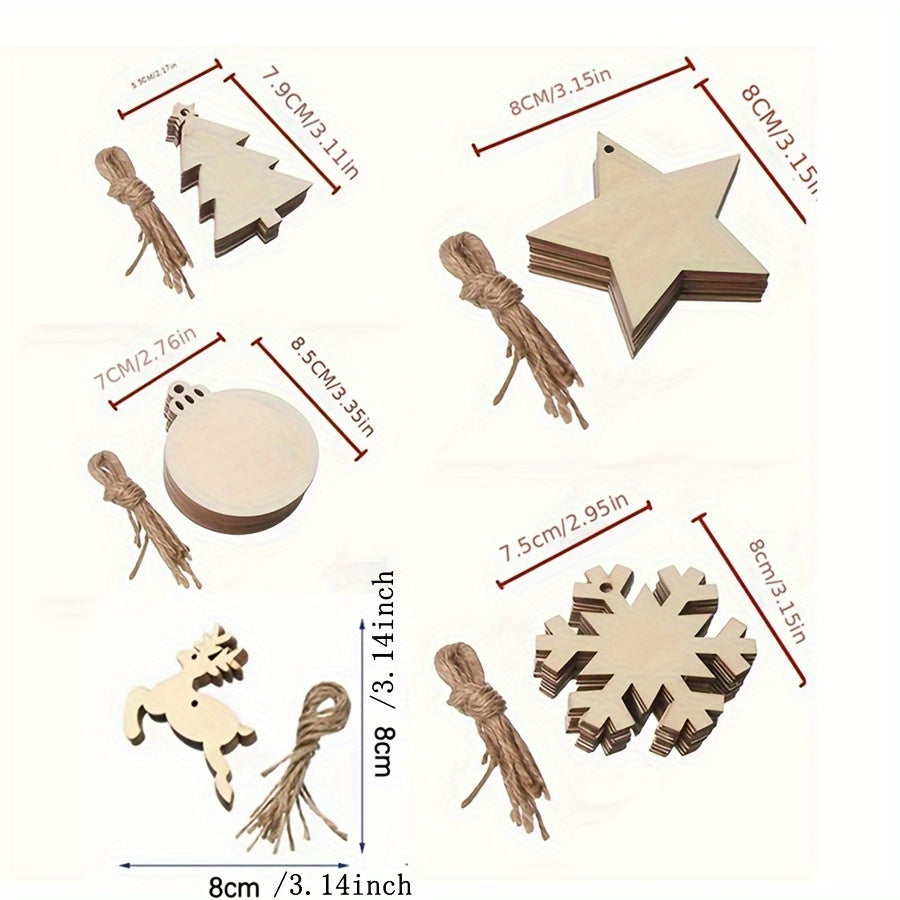 10pcs Natural Wood Small Pendants DIY Crafts Wood Chips Home Christmas Ornaments