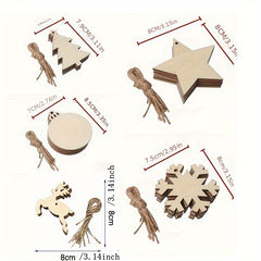 10pcs Natural Wood Small Pendants DIY Crafts Wood Chips Home Christmas Ornaments