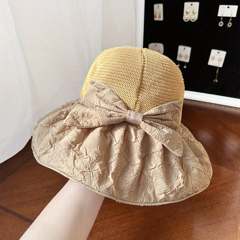 Bowknot Embossed Bucket Hat UV Protection