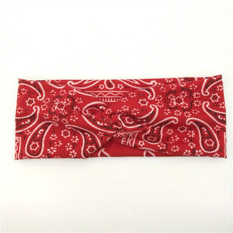 Boho Style Print Headband Yoga Sports Sweatband Turban