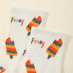 6 Pairs Cartoon Rainbow Socks Women's Stockings