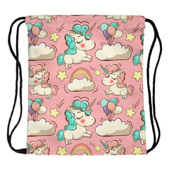 Unicorn Pattern Drawstring Sackpack Lightweight Backpack