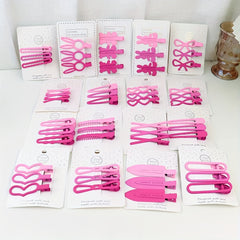 3pcs Pink Hair Clip Hollow Alloy Clip Rabbit Bow Duck Billed Clip