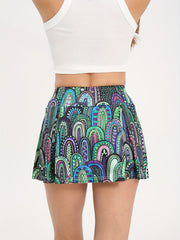 Yoga Skirt With Shorts Geometric Pattern Stretchy Tennis Running Skirt
