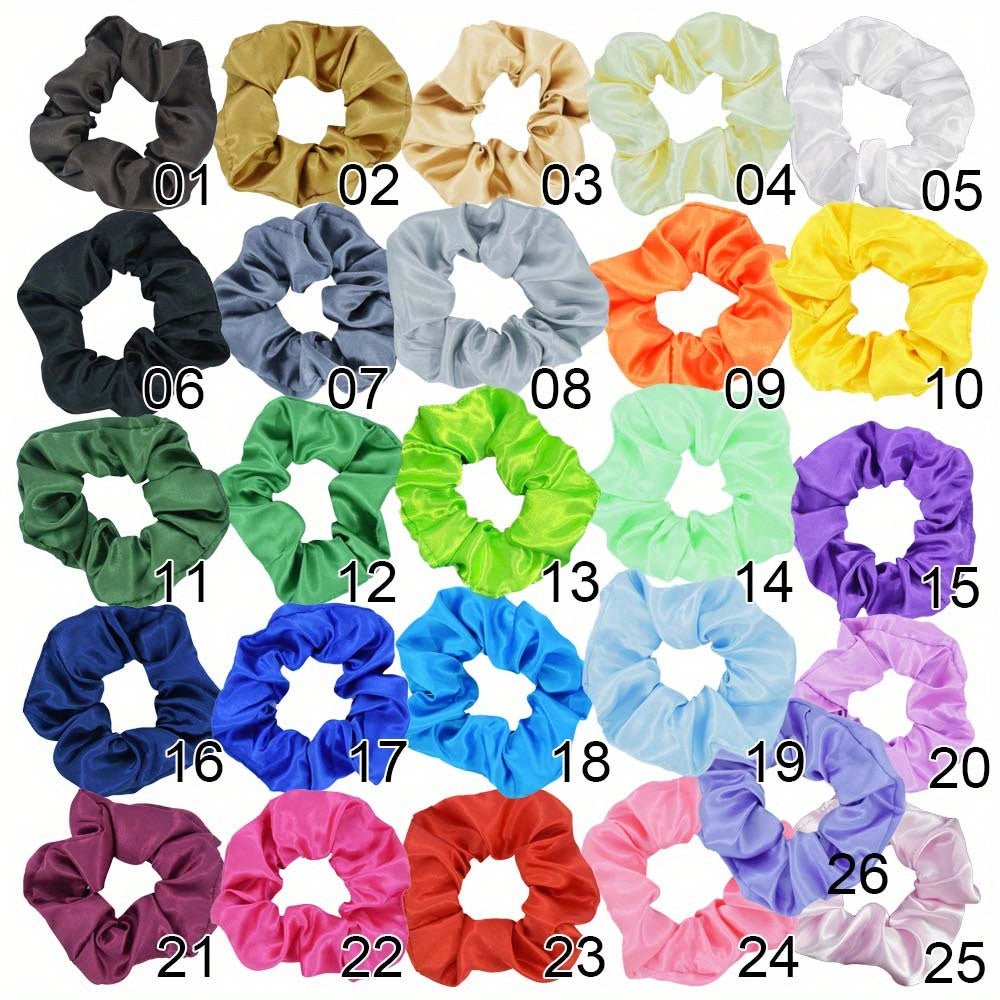 10pcs Large Satin Scrunchie Hair Tie Solid Silky Hair Rope