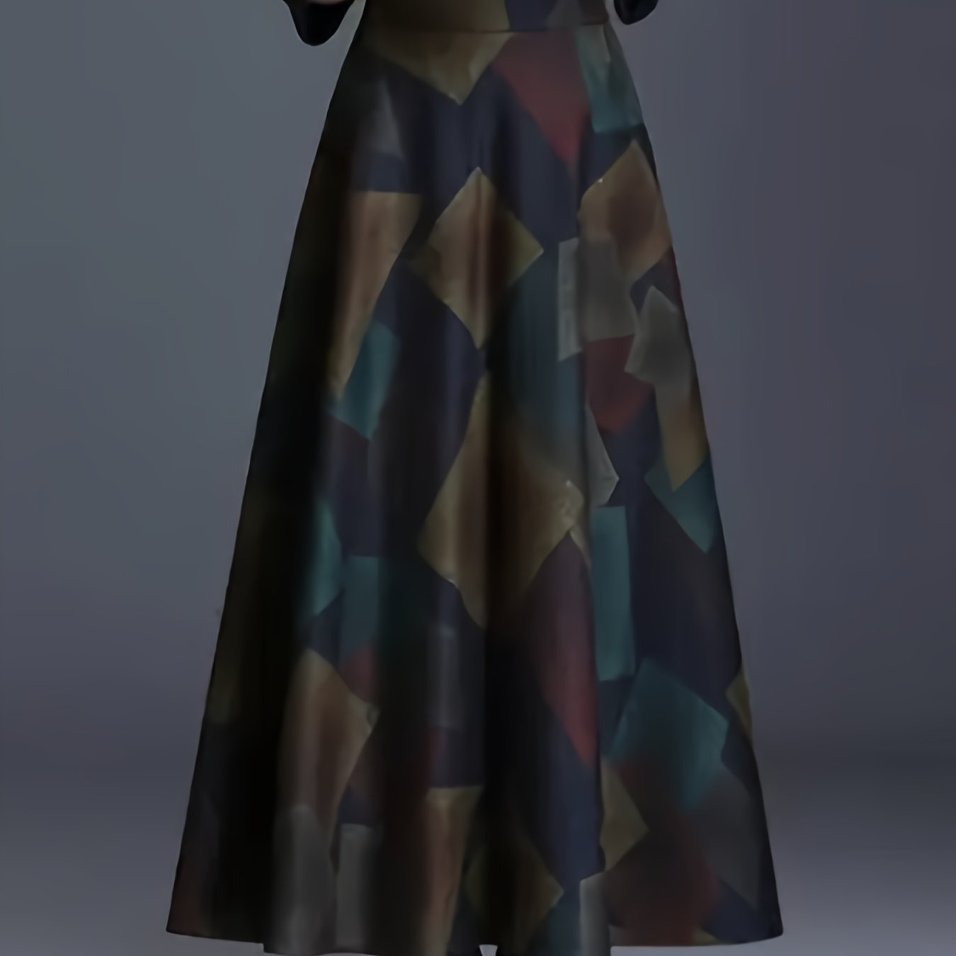 Women's Plus Distressed Geometric Print High Rise Maxi Skirt