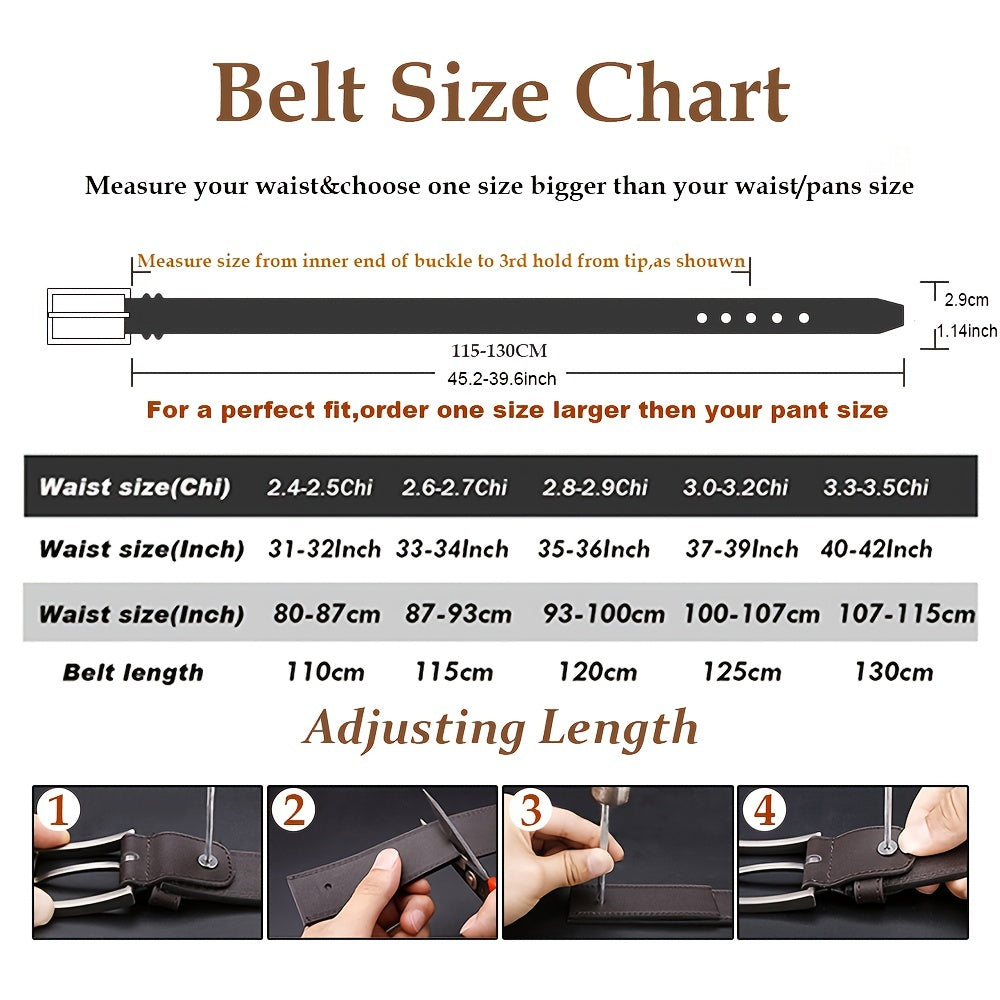 Men's Pin Buckle Belt Dress Adjustable Casual Business Metal Buckle Belt
