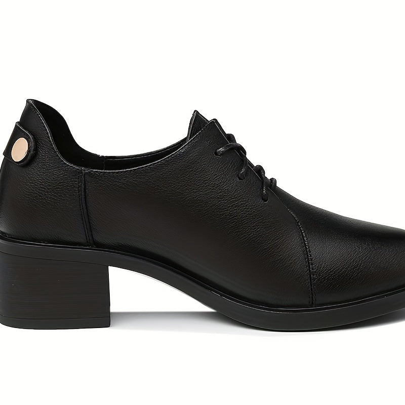 Women's Block Heel Pumps Lace-Up Office Business Mid Heels