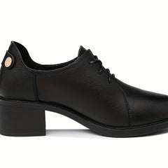 Women's Block Heel Pumps Lace-Up Office Business Mid Heels