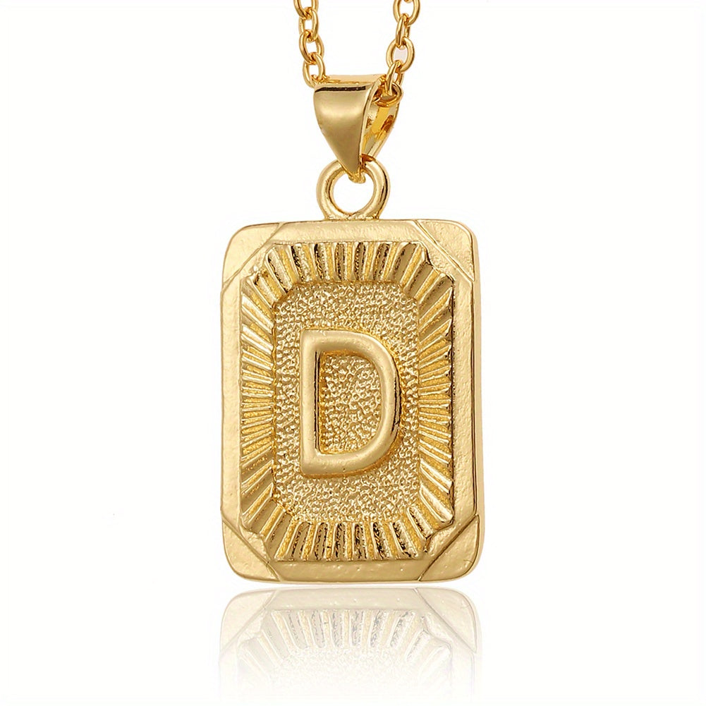 18K Plated Initial Letter Pendant Necklace For Women Men