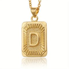 18K Plated Initial Letter Pendant Necklace For Women Men