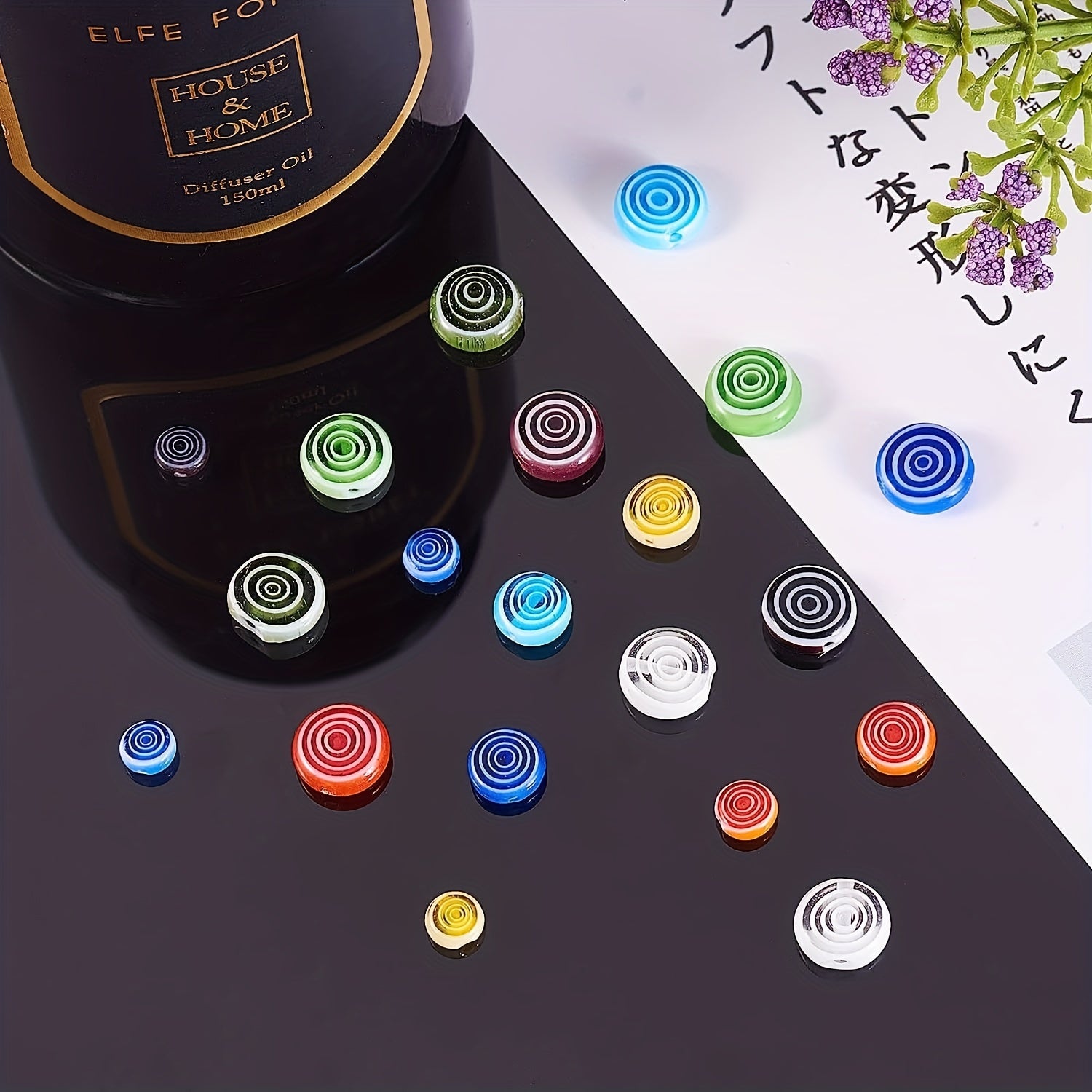 Rotating Pattern Colorful Round Glass Beads - 30-50pcs DIY Earrings Bra