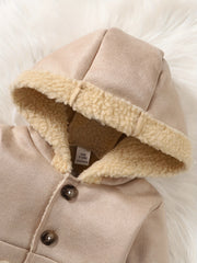 Baby Plush Long Sleeve Windbreaker Jacket Kids Hooded Fleece Coat