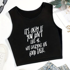 Letter Print Crop Tank Top Sexy Summer Sleeveless Casual Top