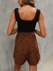 Leopard Print Splicing Rompers Women's Clothing