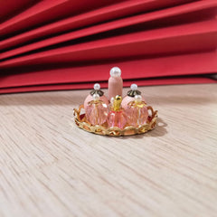 1:12 Dollhouse Bedroom Bathroom Accessories: Golden Tray & Pink Perfume Set