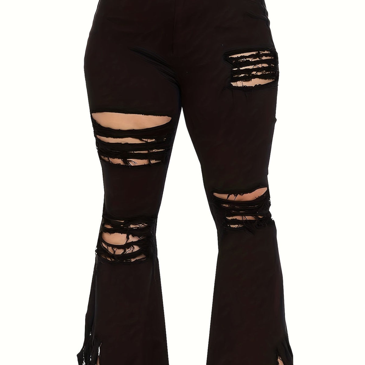  Casual Ripped High Rise Flared Leg Jeans