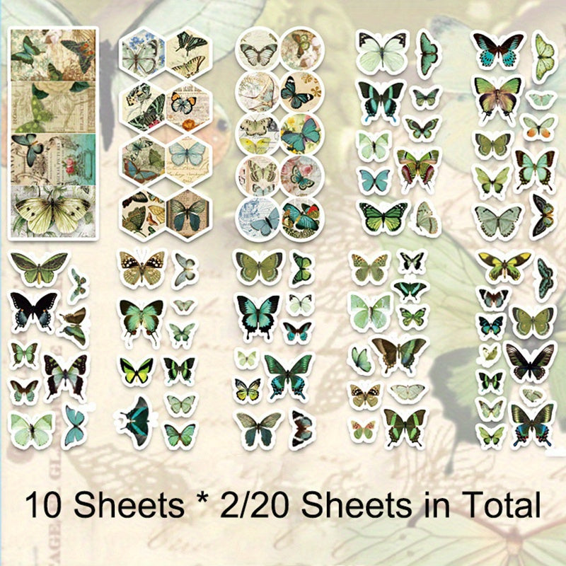 20 Colorful Washi Butterfly Stickers for DIY Crafts Scrapbooking Bullet Journals