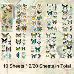 20 Colorful Washi Butterfly Stickers for DIY Crafts Scrapbooking Bullet Journals