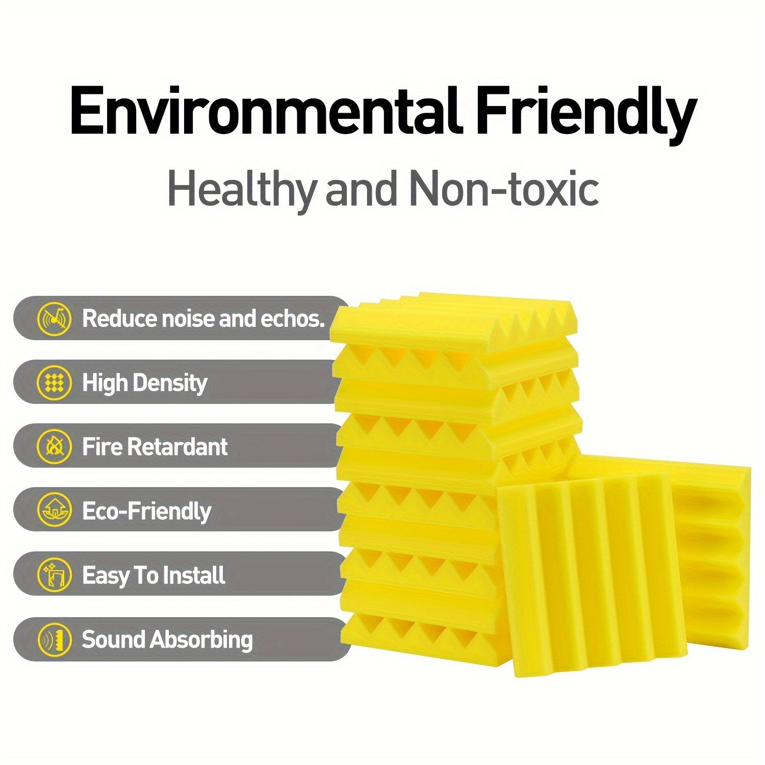 24pcs Yellow High Density Triangular Slot Sound Absorbing Cotton