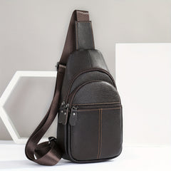 Men's High Leather Chest Bag for Mobile Phone