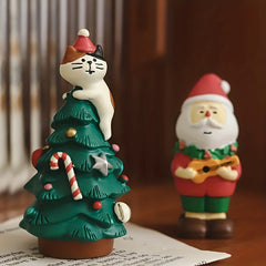 Cat Santa Claus Guitar Resin Ornament - Christmas Home Decoration