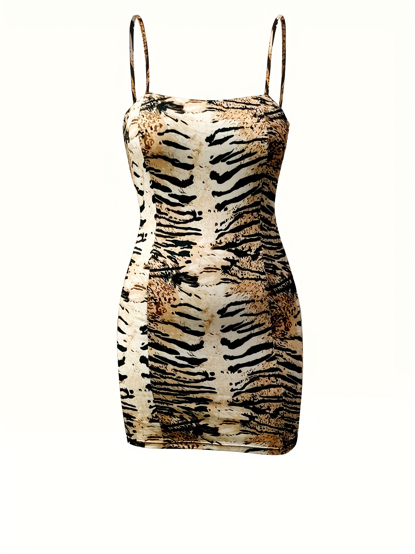 Plus Leopard Print Square Neck Bodycon Midi Dress