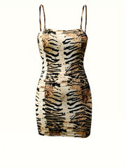 Plus Leopard Print Square Neck Bodycon Midi Dress