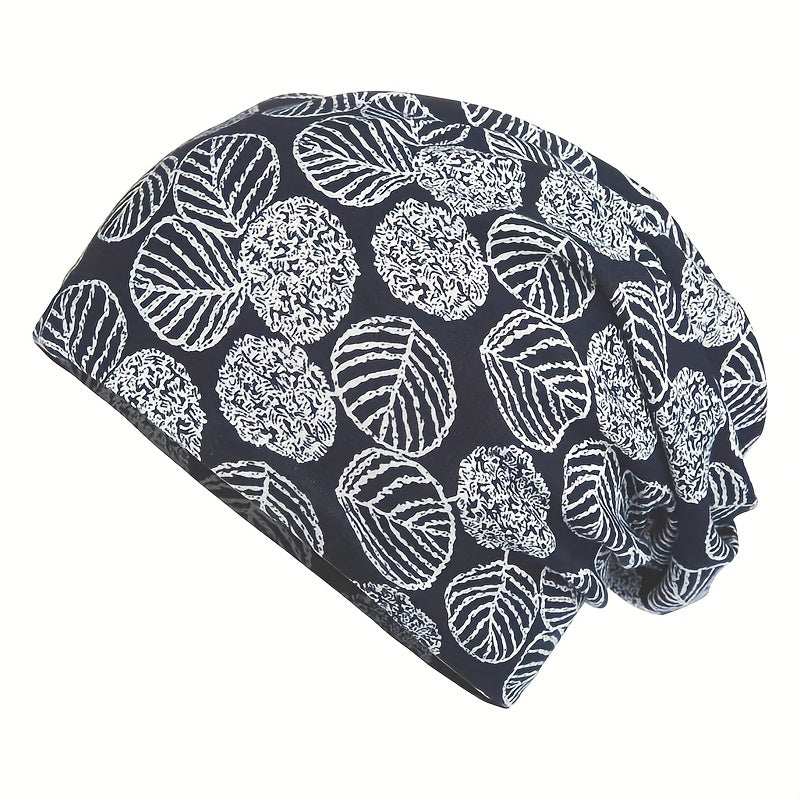 Leaf Print Beanie Turban Cap Soft Lightweight Chemo Hats