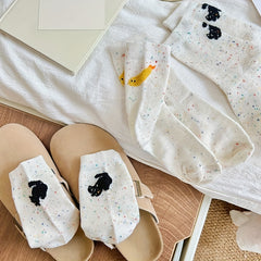 4 Pairs Cartoon Cat Print Comfy Socks Women's Stockings