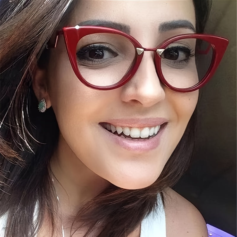 Cat Eye Light Blocking Eyestrain Clear Glasses For Women