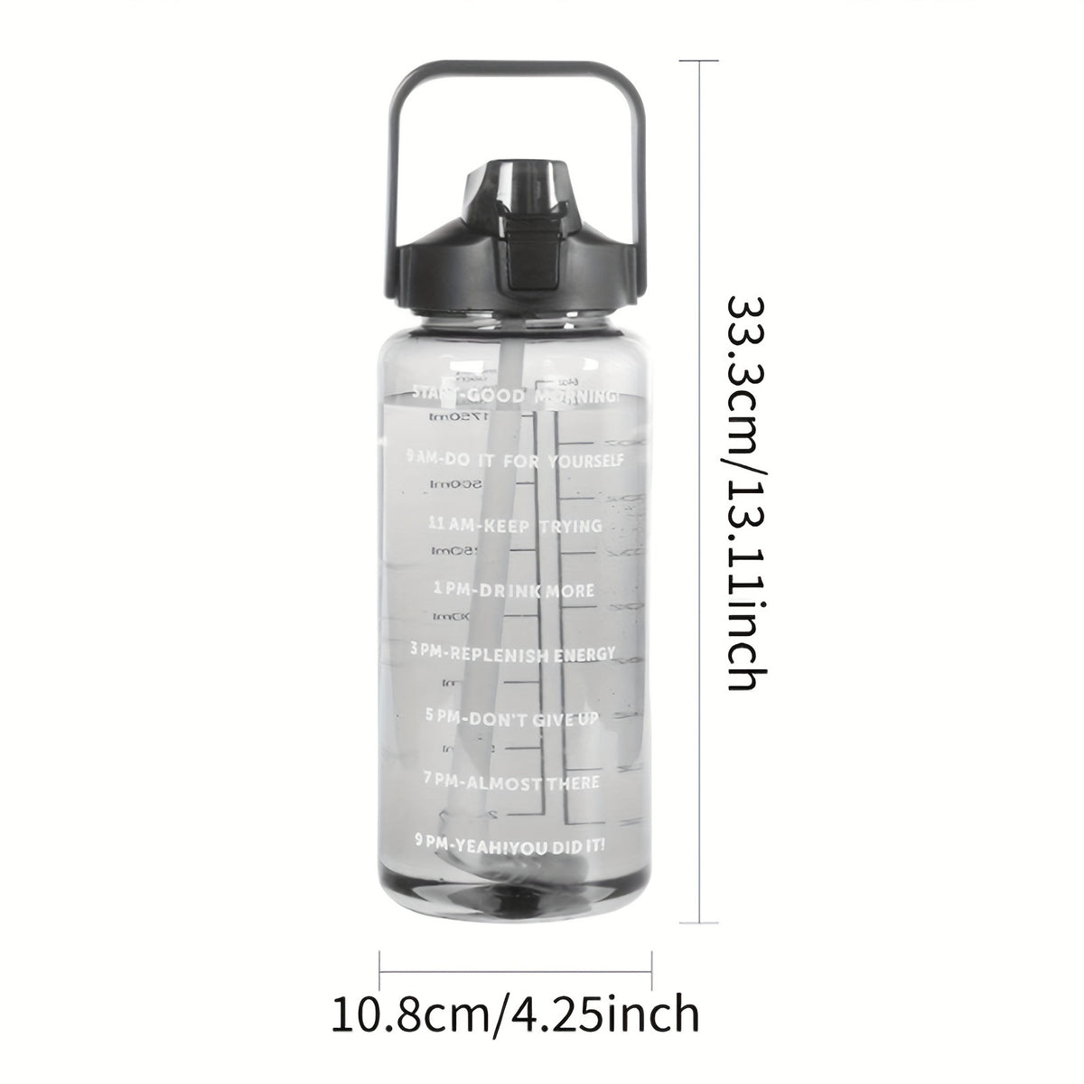 2000ml Portable Water Cup Lightweight Bottle Straw Fitness Outdoor Sports