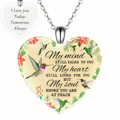 Love Heart Pendant Necklace With Bird Pattern Holiday Party Jewelry