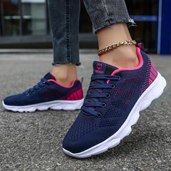 Women's Breathable Mesh Sneakers Lace Up Non Slip Lightweight Shoes
