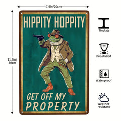 Funny Frog Garden Decoration Tin Metal Sign No Trespassing